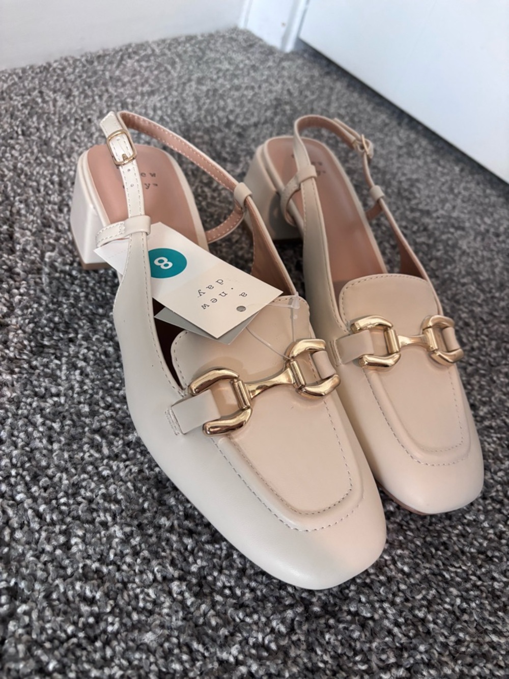 Target Cream Slingback Loafers with Gold Buckle